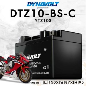 แบตเตอรี่ ไดน่าโวลท์ แบบน้ำกรด DTZ10-BS-C BATTERY DYNAVOLT Maintenance Free Acid