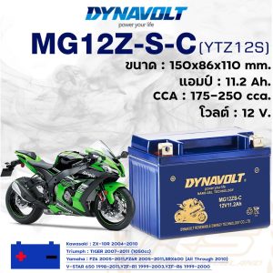 แบตเตอรี่ Dynavolt Battery Nano-Gel เบอร์ MG12Z-S-C(YT12Z-BS)